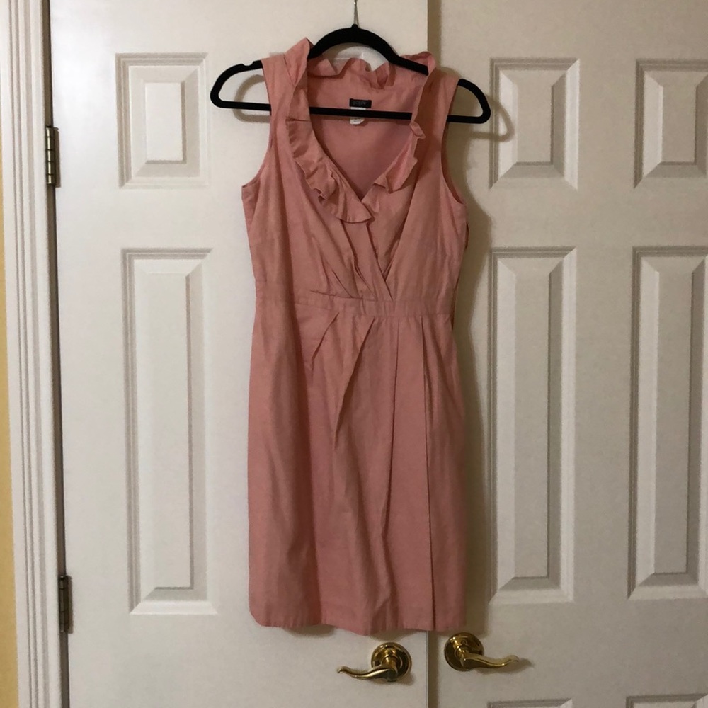 J Crew factory pink crossover ruffle neckline